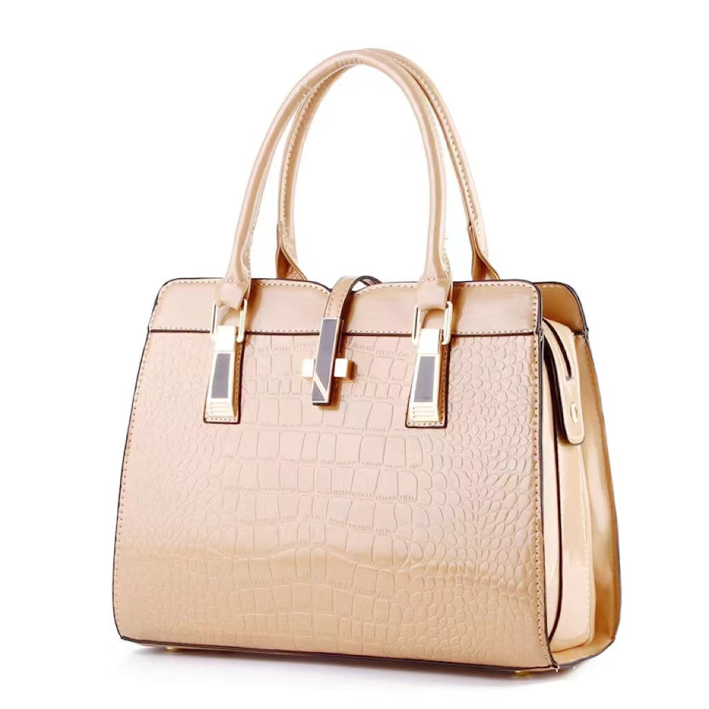 New Bag Stone Pattern Bright Leather Large Capacity Handbags for Women Commuter Shaping Fashion Birkin Bag Bags