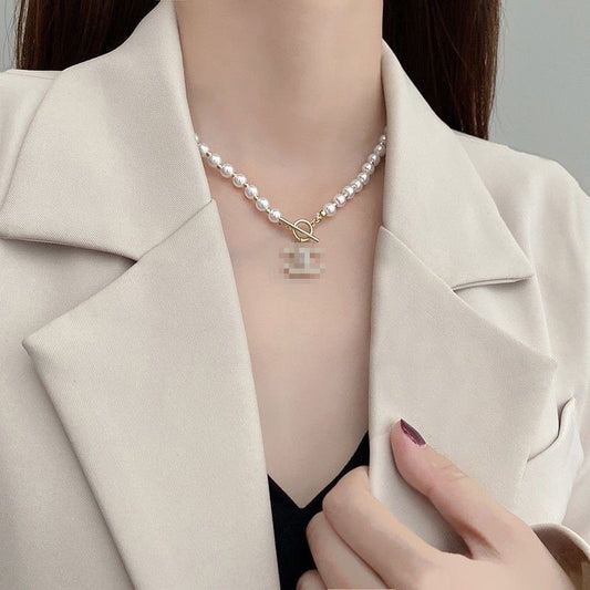 Double C Pearl Necklace Women's Light Luxury Design Sense Niche  New Popular Online Popular Classic Style Clavicle Chain