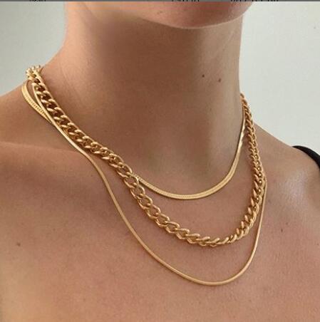 Twin Necklace Texture Ins Multi-Layer Necklace Women's round Snake Bones Chain Personalized Necklace High-Grade Clavicle Chain Women