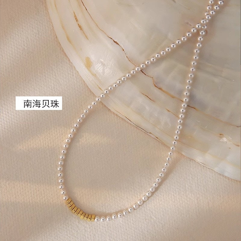 vakkv S925 Silver Natural Freshwater Pearl Necklace for Women Retro Small Petty Gold Ins Style Light Luxury Minority All-Match Jewelry Wholesale