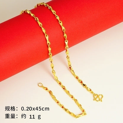 vakkv  Alluvial Gold Necklace Ornament Women's No Color Fading High-Grade Niche Clavicle Chain Yiwu Copper Accessories Imitation Gold Chain