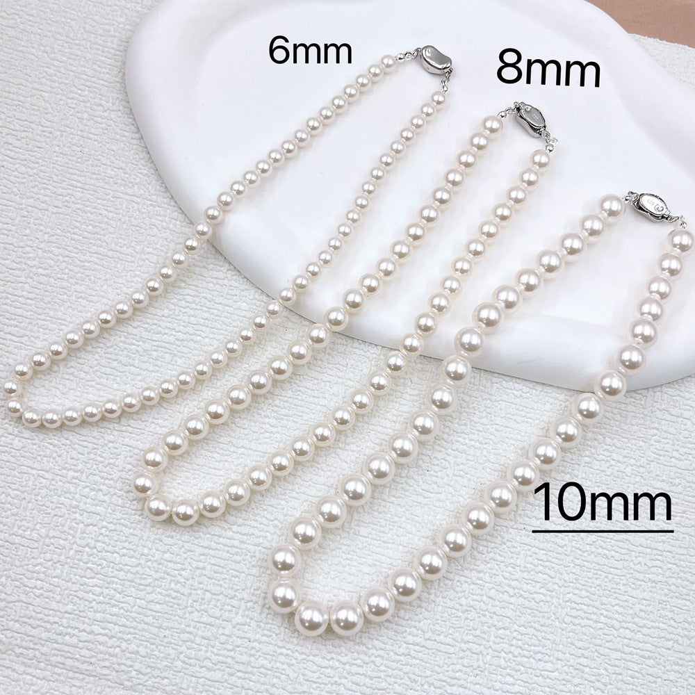 VAKKV Style Vintage Pearl Necklace for Women  Trendy Match Light Luxury Minority High Sense Necklace Autumn and Winter New Style Collarbone Necklace