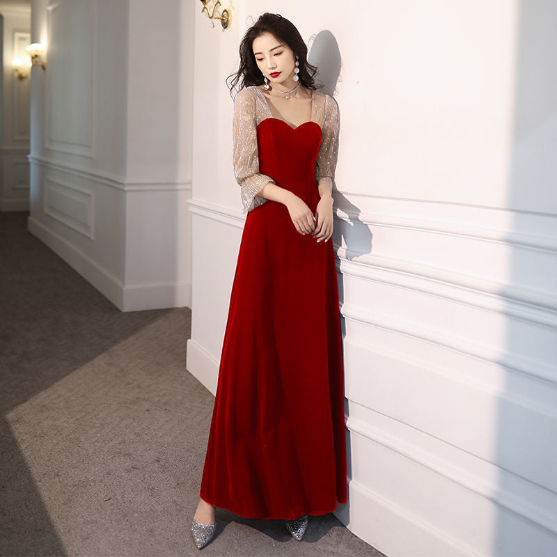 VAKKV Banquet Evening Dress  New Noble Atmosphere Queen Host Long Slim Temperament Party Dress for Women