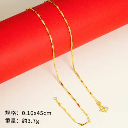 vakkv  Alluvial Gold Necklace Ornament Women's No Color Fading High-Grade Niche Clavicle Chain Yiwu Copper Accessories Imitation Gold Chain