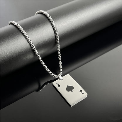 Cross-Border European Hip Hop Titanium Steel Necklace Men's Fashionable All-Match Pendant Retro Personal Accessories Women's Long Sweater Chain Pendant