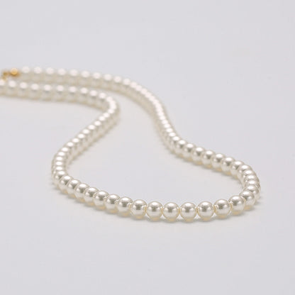 Fever Pearl Necklace Same Style Perfect Circle High-Grade Simple Retro Clavicle Chain Temperament Classic Style Korean Necklace