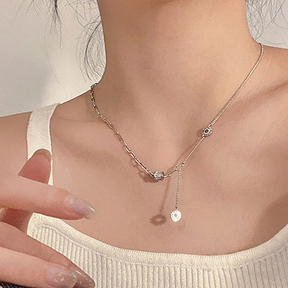 vakkv  Double-Layer Pearl Necklace Women's  New Special-Interest Design High-Grade Clavicle Chain Ins Mild Luxury Retro Sweater Chain