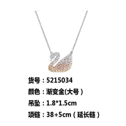 VAKKV Shijia 1:1 High Version Gradient Blue Black Swan Necklace Female Polo Crystal Swan Clavicle Chain Factory Delivery