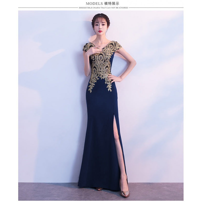 VAKKV Banquet Evening Dress  New Noble Atmosphere Queen Host Long Slim Temperament Party Dress for Women