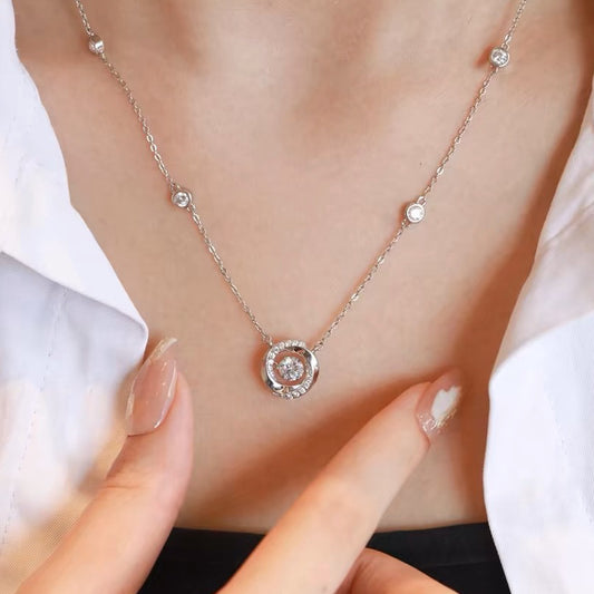 vakkv  S999 Pure Silver Female Girlfriends Clavicle Necklace Light Luxury Minority Advanced Design Ins Birthday Gift All-Matching Rhinestone