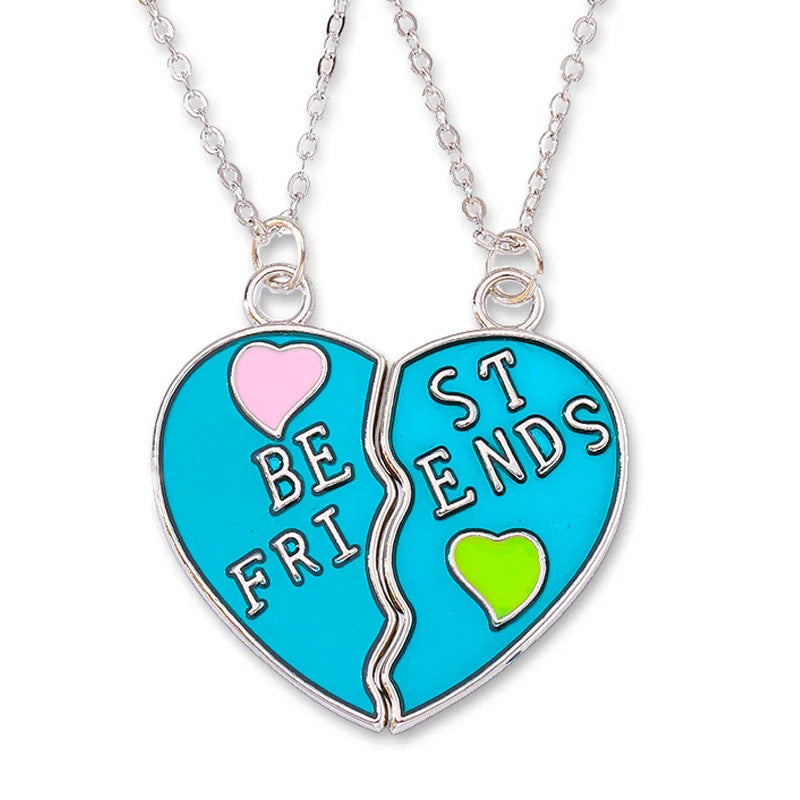 Cross-Border Hot Selling BFF Good Friend Necklace Magnet Suction Love Necklace Butterfly Rainbow Stitching 1 Set Besties Necklace