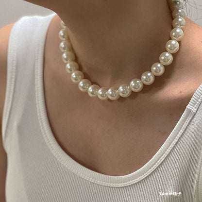 Ni Ni Same Style Pearl Necklace for Women Light Luxury Temperament High-Grade Clavicle Chain  New Popular Niche Necklace