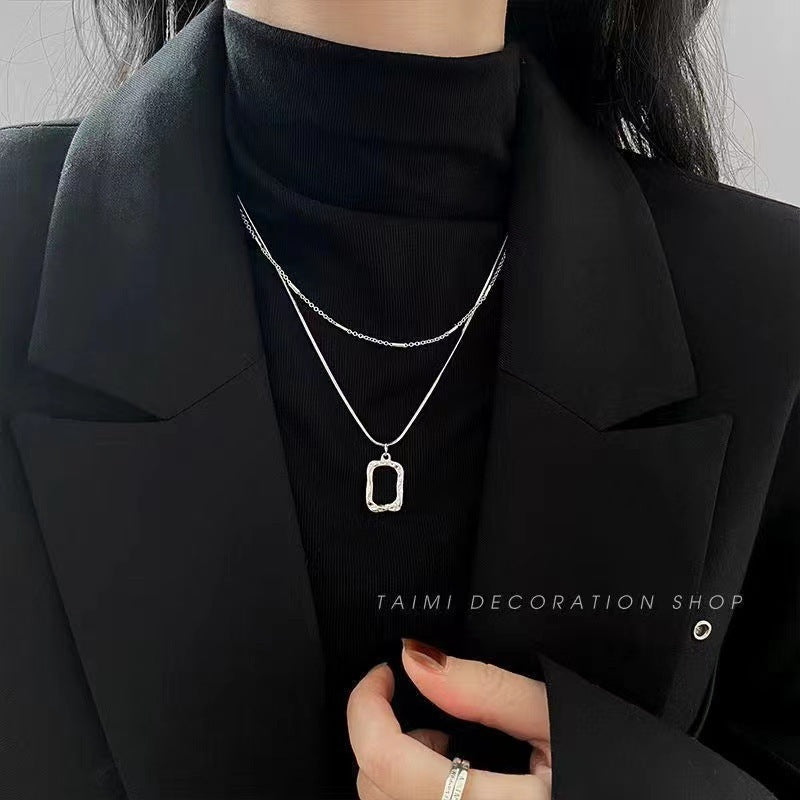 Titanium Steel Zircon Necklace for Women All-Match High-Grade Non-Fading Summer Niche Design Clavicle Chain Sweater Chain Accessories