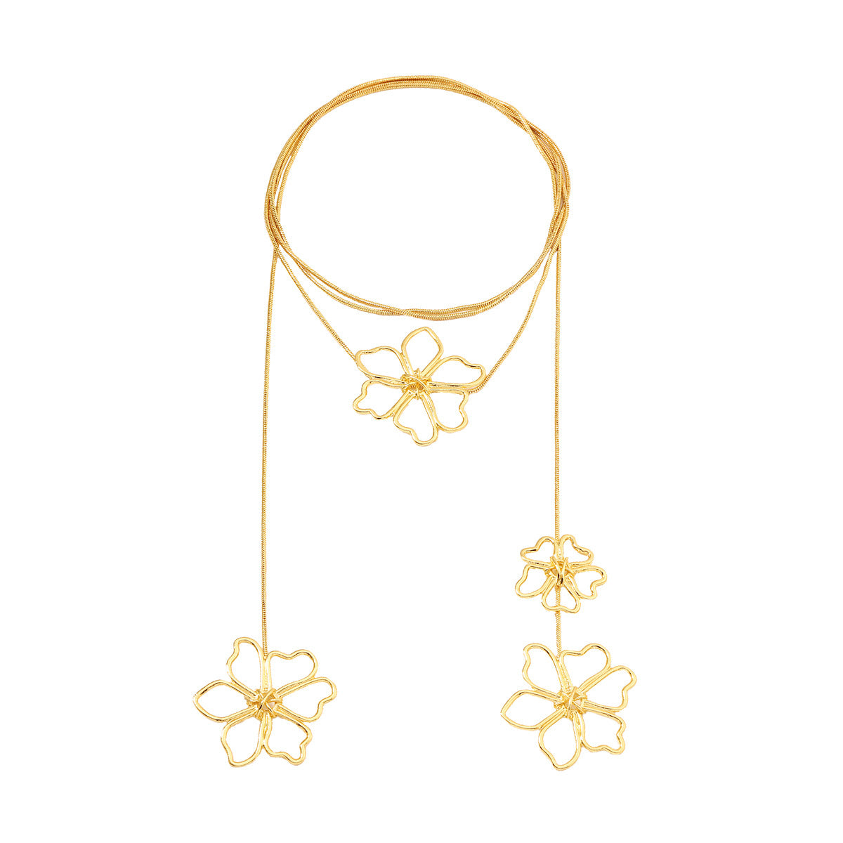 vakkv HOT and NEW Cross Border Retro Graceful Personality Affordable Luxury Fashion Creative Alloy Flower Design Long Metal Chain Necklace Women