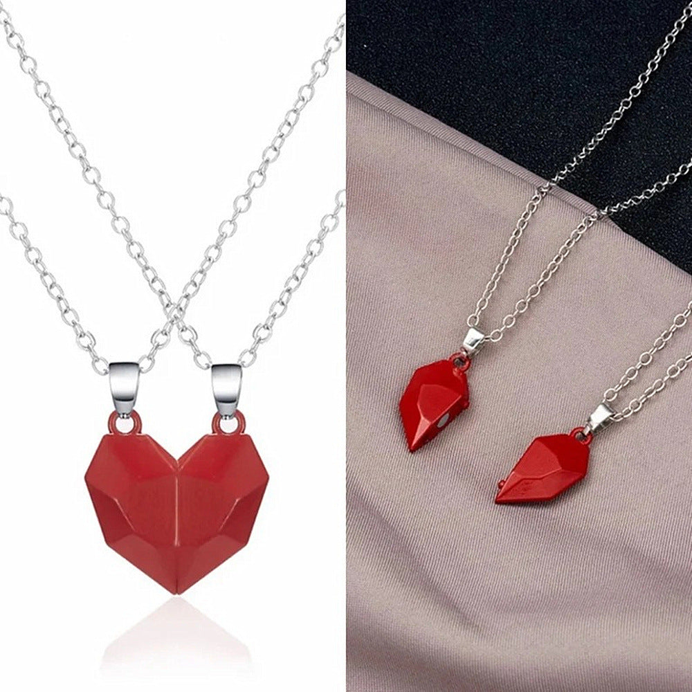 Wish Stone Pendant Heartbreak Clavicle Chain Heart Necklace Couple Love Items Magnet Magnetic Necklace for Women Wholesale