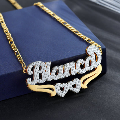 Foreign Trade Exclusive for Cross-Border Custom English Name Necklace Stainless Steel DIY Double-Layer Hip Hop Two-Color Name Necklace