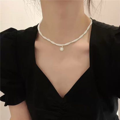 vakkv  Cash Commodity and Quick Delivery  New Double Layer Twin Pearl Necklace Female Summer Affordable Luxury Style Baroque Clavicle Chain High Sense