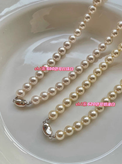 INS Blogger Procurement Service of Korean Products Fever Same Style High-Grade Female Summer Retro Shi Home Perfect Circle Pearl Shell Necklace Clavicle Chain