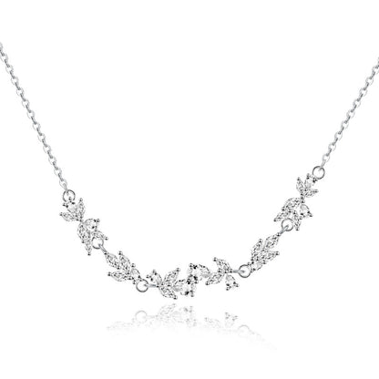 vakkv  Aobao S999 Pure Silver Wisteria Flower Zircon Necklace Super Girl Light Luxury High Sense Mori Style Flower Clavicle Chain Wholesale