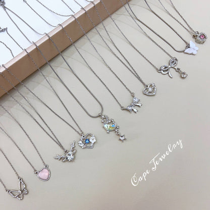 Minimalist Design Necklace Light Luxury Minority Bow High-Grade Clavicle Chain Female Necklace  New All-Matching Day