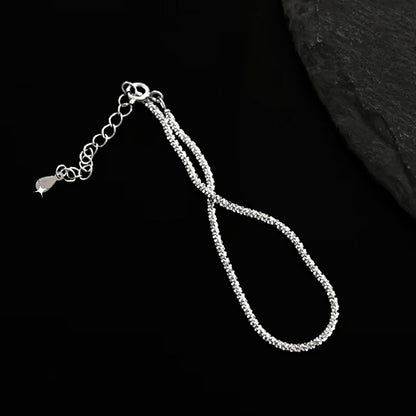 VAKKV S925 Sterling Silver Sparkling Necklace Female Niche High-Grade Starry All-Match Clavicle Chain Twin Cauliflower Chain