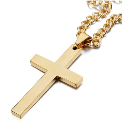 vakkv Men's and Women's Metal Simplicity Cross Necklace Pendant Foreign Trade Ornament Cross-Border E-Commerce  Hot Selling Product Chain All-Matching