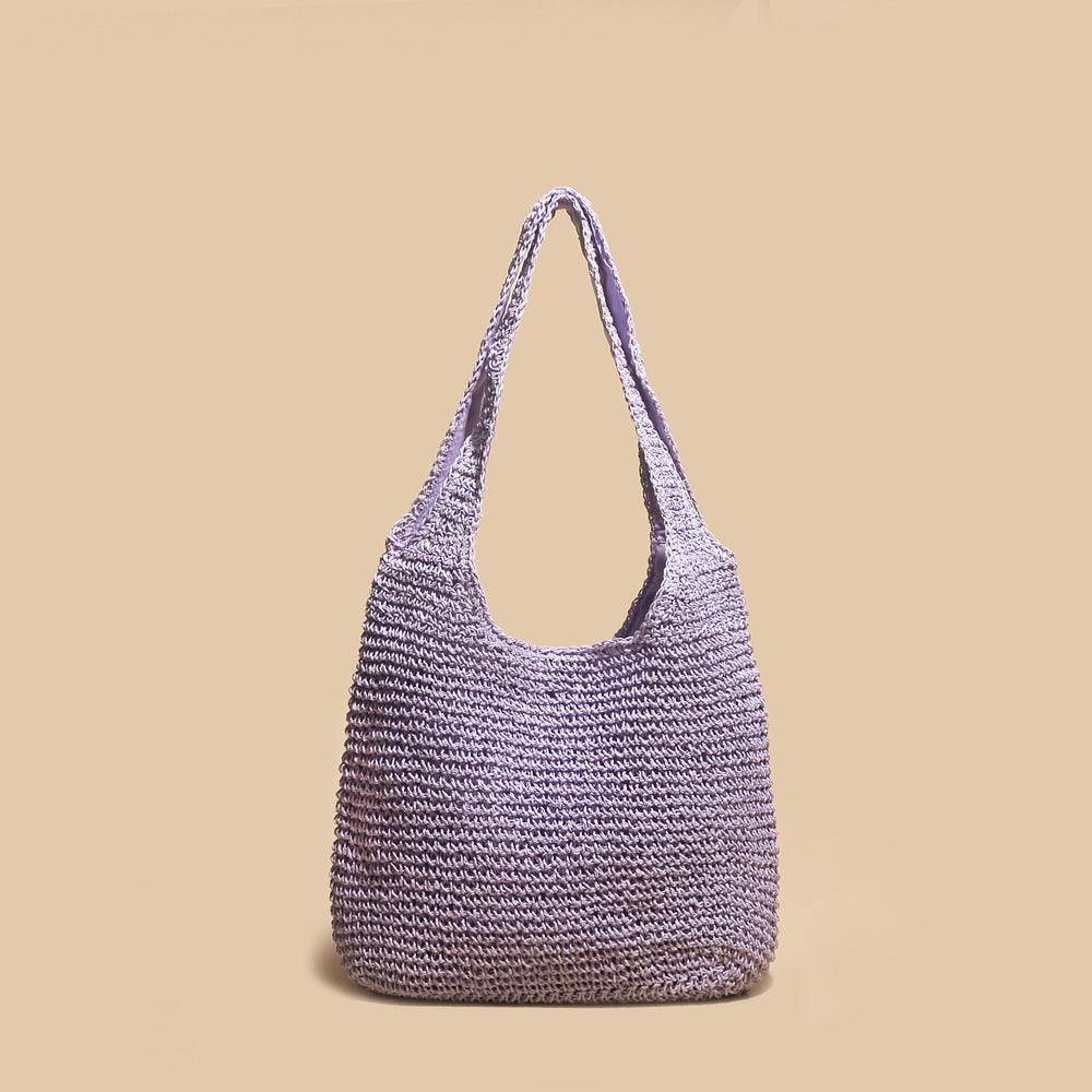 Vegetable Basket South Korea Straw Bag Ins Rattan Weave Bag New Hand-Woven Bag Straw Bag Women's One Shoulder Handbag