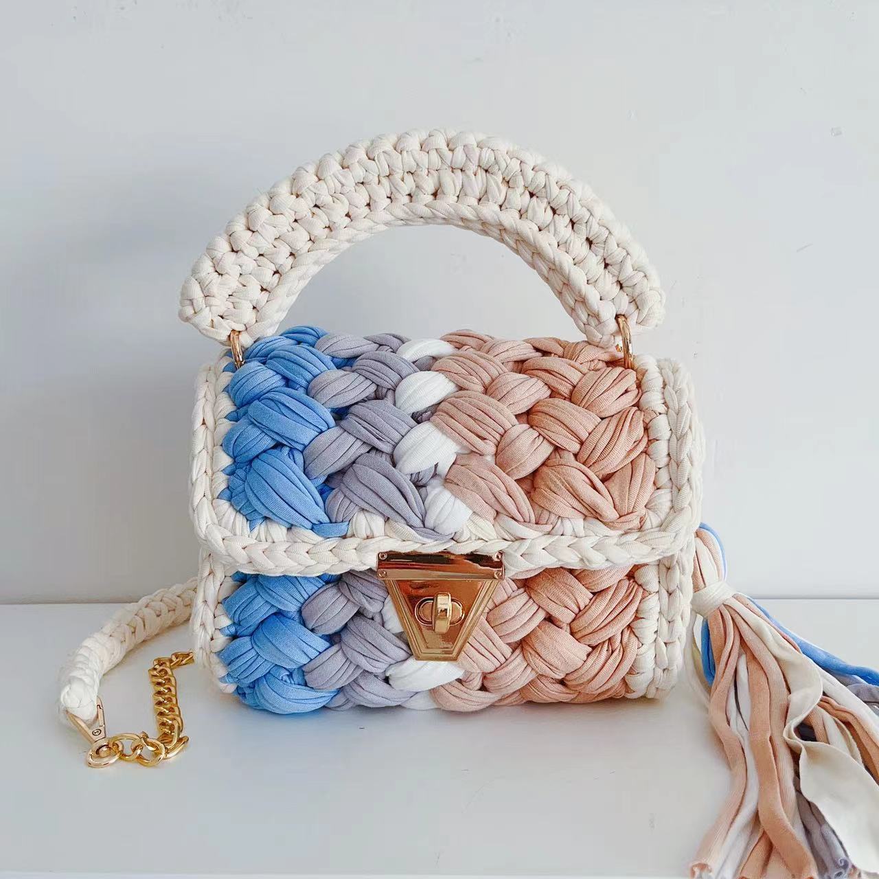 Xuan Ya Hand-Woven Women's Handbag Color Bag Women's Crossbody Chain Bag Cross-Border Handbag