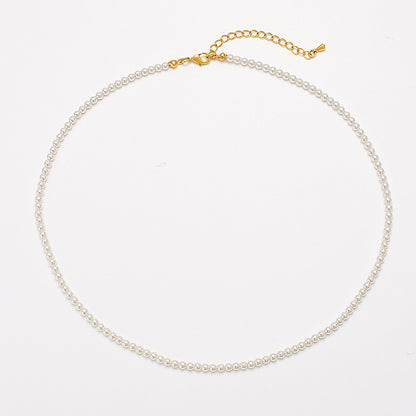 Fever Pearl Necklace Same Style Perfect Circle High-Grade Simple Retro Clavicle Chain Temperament Classic Style Korean Necklace