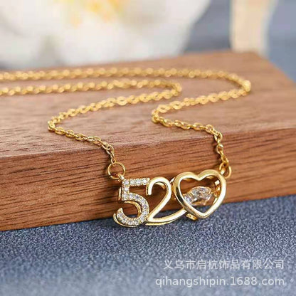 VAKKV 520 Beating Heart Necklace Women's Watch White New Diamond Niche Design Light Luxury Clavicle Chain Gift for Girlfriend