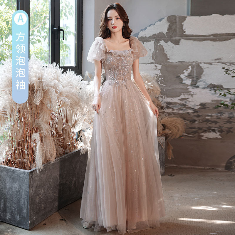 VAKKV  Girlfriends Bridesmaid Dress  New Spring Fairy Graceful Puff Sleeve Bridesmaid Dress the Wedding Party Evening Dress