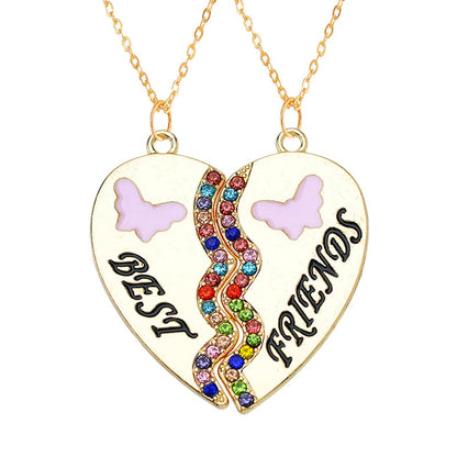 Cross-Border Hot Selling BFF Good Friend Necklace Magnet Suction Love Necklace Butterfly Rainbow Stitching 1 Set Besties Necklace