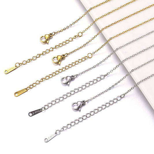 In Stock Women's Titanium Steel Necklace O-Shaped Chain Chain Lip Chain Flat Cross Stainless Steel Necklace Length Multiple Specifications