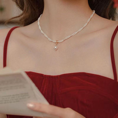 vakkv  Cash Commodity and Quick Delivery  New Double Layer Twin Pearl Necklace Female Summer Affordable Luxury Style Baroque Clavicle Chain High Sense