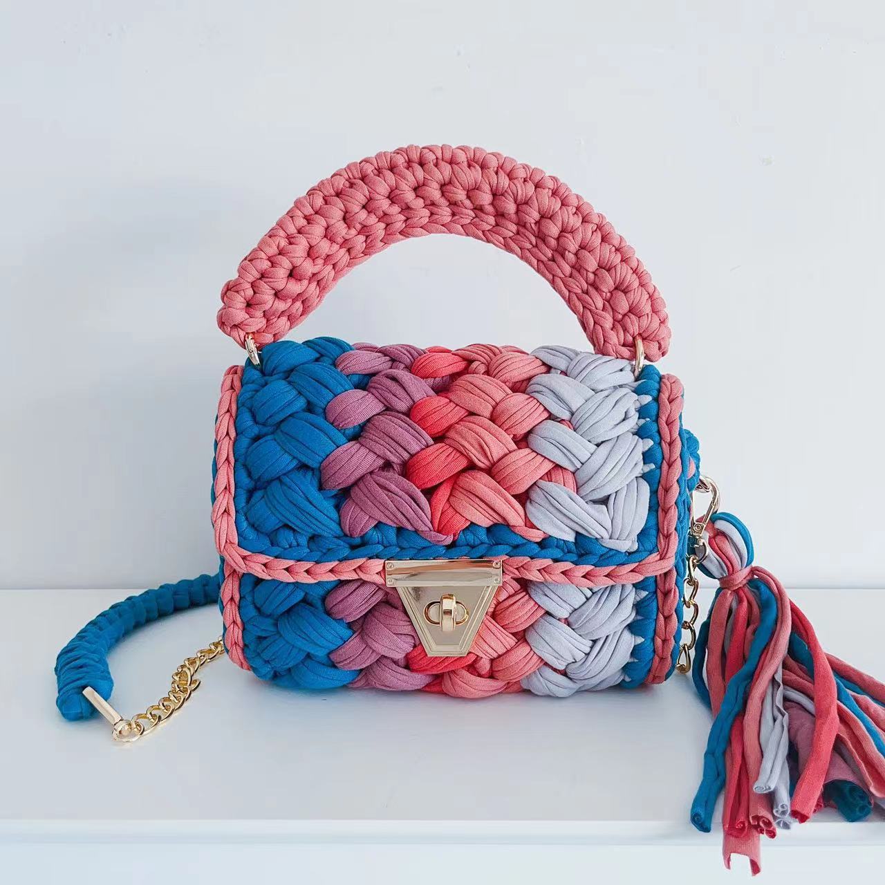 Xuan Ya Hand-Woven Women's Handbag Color Bag Women's Crossbody Chain Bag Cross-Border Handbag