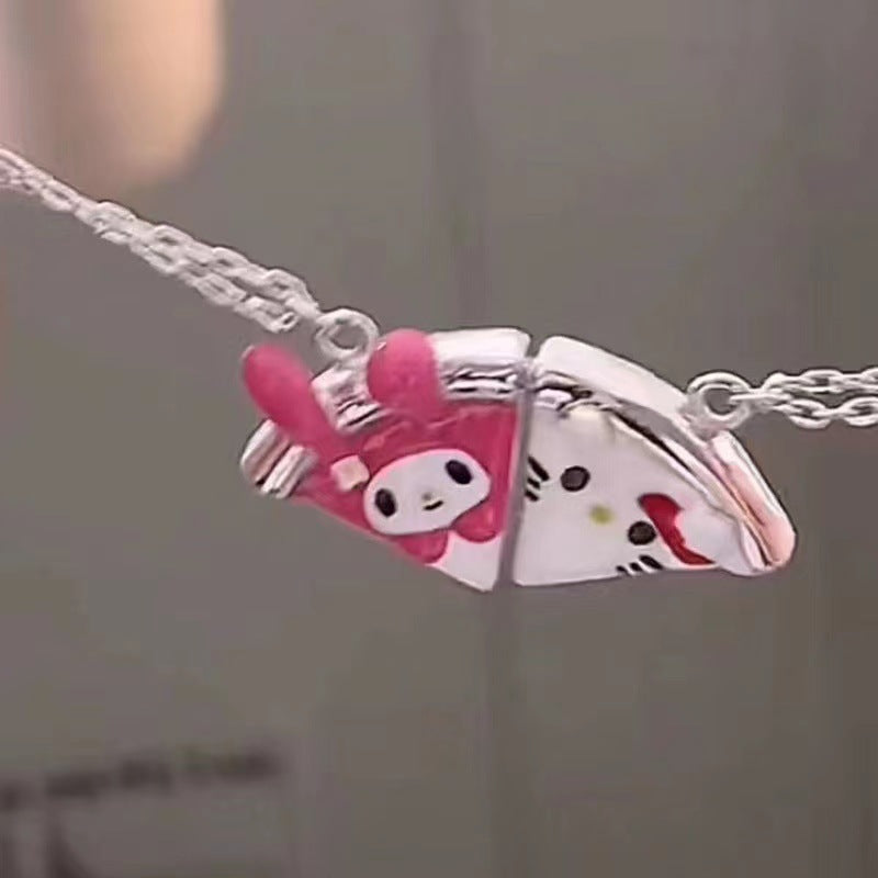 Sanrio Magnetic Necklace TikTok Same Style Clow M Baku Melody Cinnamoroll Babycinnamoroll Hello Kitty Pizza Keepmoving 1991 Necklace