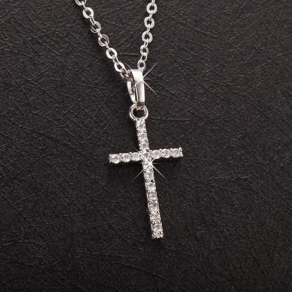 Cross Mirror HOTan and NEWn Cross Necklace Male and Female Personality Couple Accessories Clavicle Chain Punk Simple Fashion Accessories Manufacturer