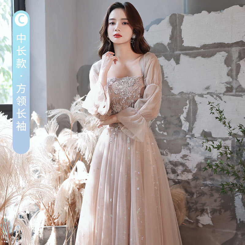 VAKKV  Girlfriends Bridesmaid Dress  New Spring Fairy Graceful Puff Sleeve Bridesmaid Dress the Wedding Party Evening Dress