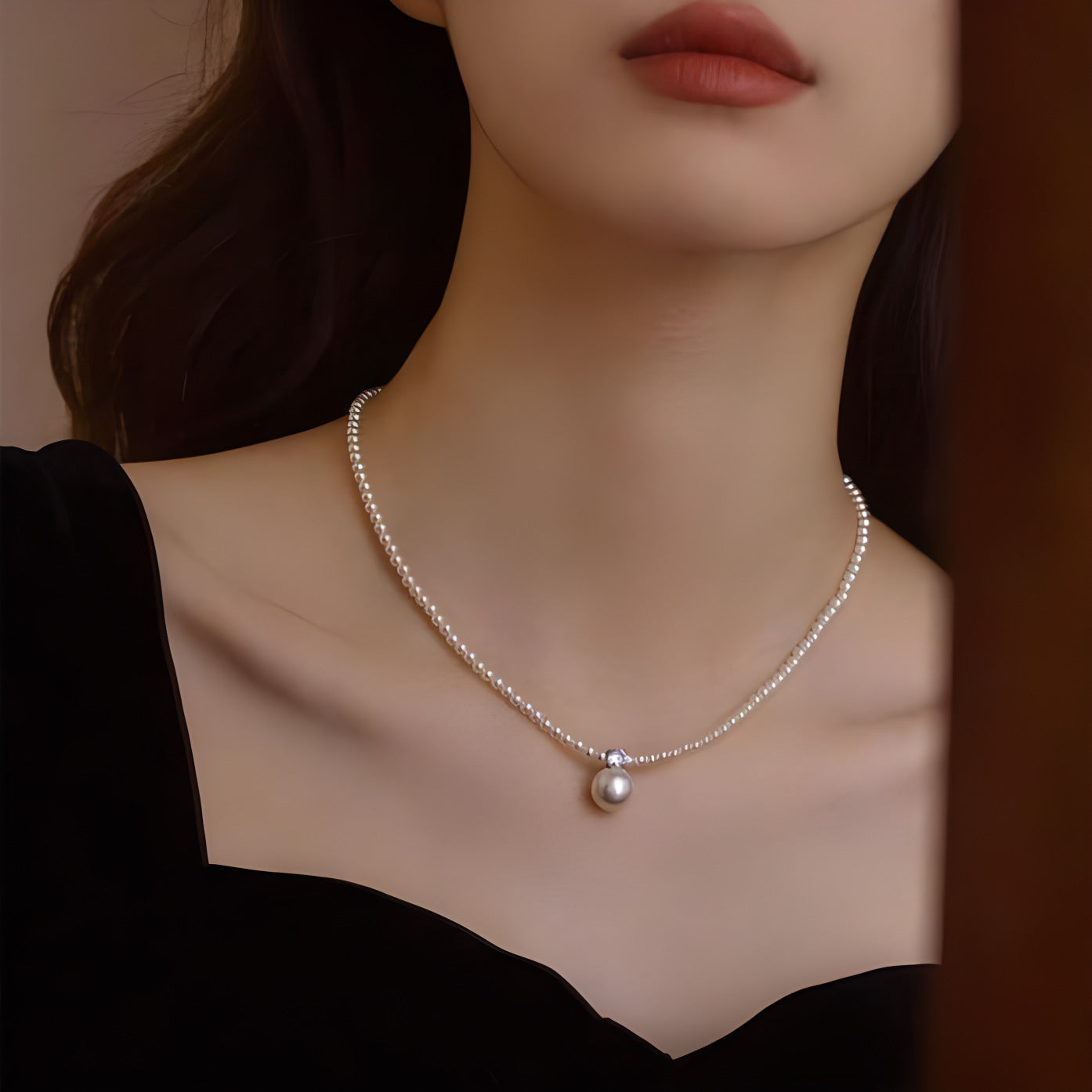 vakkv  Silver Shell S925 Sterling Silver Shijia Pearl Necklace Women's Fashion Elegant Perfect Circle Diana Style Pendant Necklace All-Match Jewelry