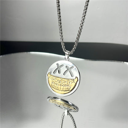 Cross-Border European Hip Hop Titanium Steel Necklace Men's Fashionable All-Match Pendant Retro Personal Accessories Women's Long Sweater Chain Pendant