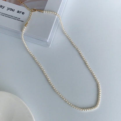 INS Blogger Procurement Service of Korean Products Fever Same Style High-Grade Female Summer Retro Shi Home Perfect Circle Pearl Shell Necklace Clavicle Chain