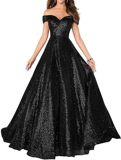 VAKKV  Foreign Trade Dress  off-the-Shoulder Prom Party Dress Women's Long Sequined Handmade Beaded Formal Women's Clothing