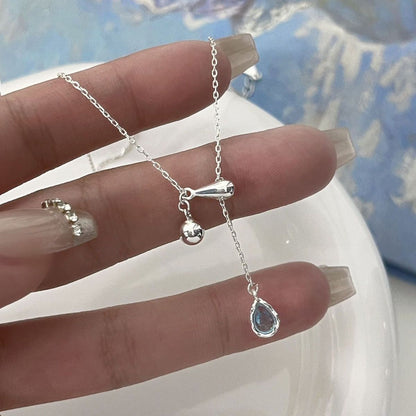 Xiaohongshu Popular One Drop of Tears Necklace Non-Fading Women's Summer High Sense  New Adjustable Clavicle Chain