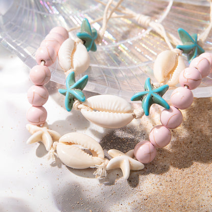 vakkv Holiday Ocean Style Cartoon Shell Necklace Bracelet Ins Special-Interest Design Starfish Adjustable Necklace Cross-Border Sold Jewelry