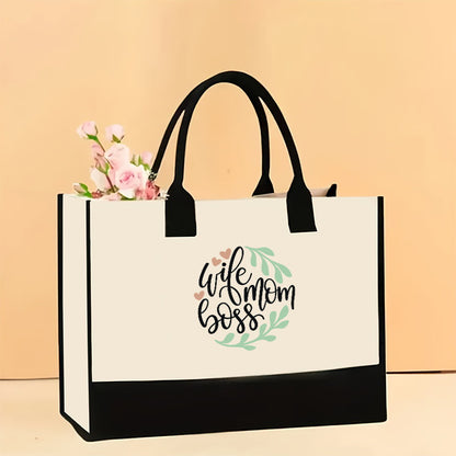 Cross-Border Hot Selling Canvas Shoulder Bag Large Capacity Printed Tote Women's Stylish and Lightweight Portable Gift Shopping Bag