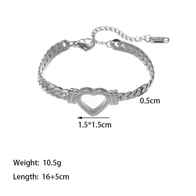 Heart-Shaped Stainless Steel Necklace Women's Light Luxury Personalized Snake Bone Chain Cross-Border Stainless Steel Ornament Wholesale New Style Collarbone Necklace