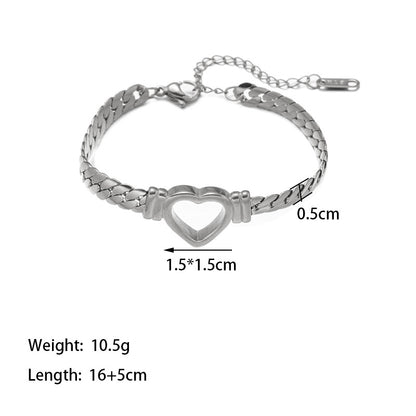 Heart-Shaped Stainless Steel Necklace Women's Light Luxury Personalized Snake Bone Chain Cross-Border Stainless Steel Ornament Wholesale New Style Collarbone Necklace