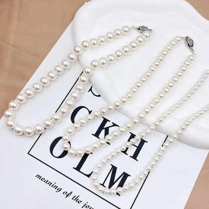 VAKKV Style Vintage Pearl Necklace for Women  Trendy Match Light Luxury Minority High Sense Necklace Autumn and Winter New Style Collarbone Necklace