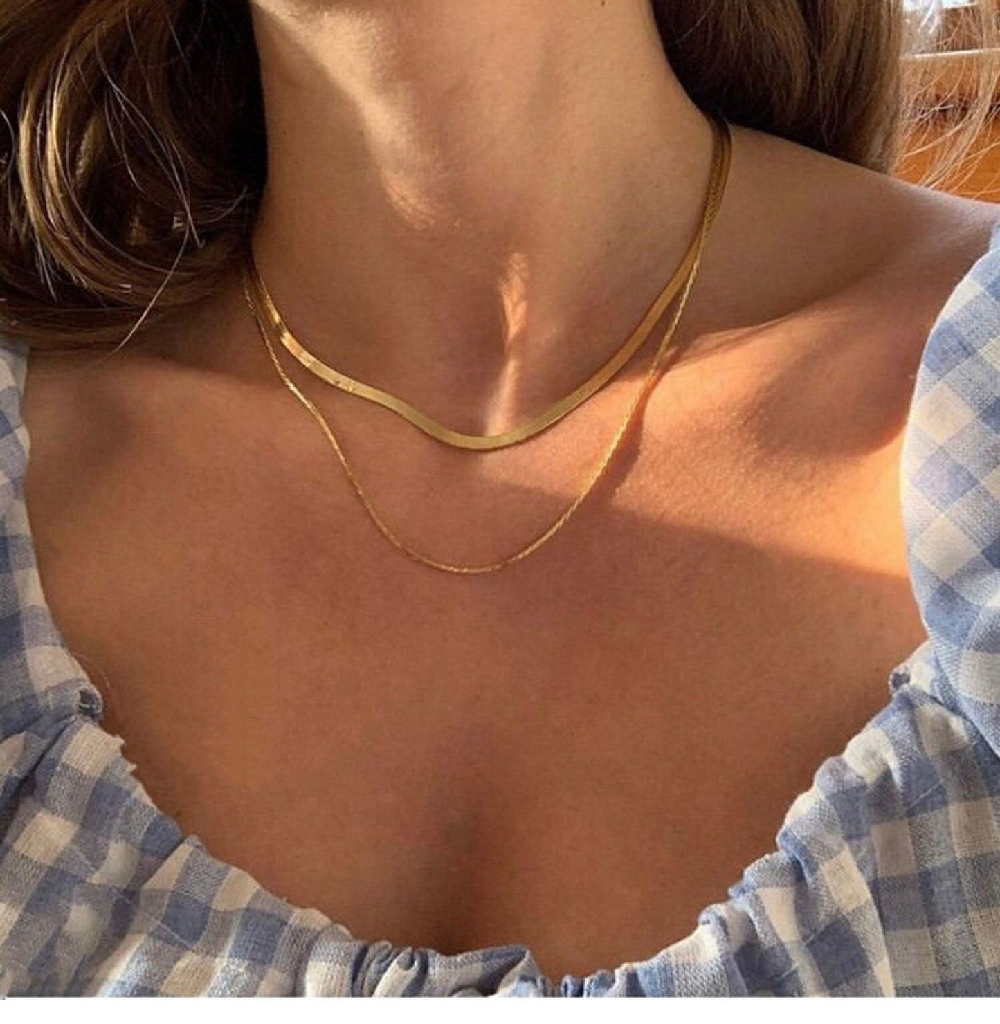 vakkv Kendall Jenner Clavicle Necklace for Women HOTan and NEWn Personalized Can Be Twin Plain Blade Snake Bones Chain Cold Wind Twin Clavicle Chain