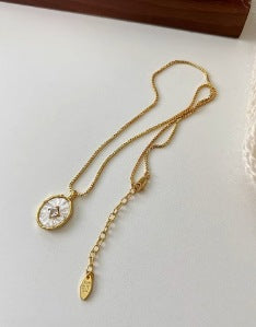 INS Blogger Procurement Service of Korean Products Fever Same Style High-Grade Female Summer Retro Shi Home Perfect Circle Pearl Shell Necklace Clavicle Chain